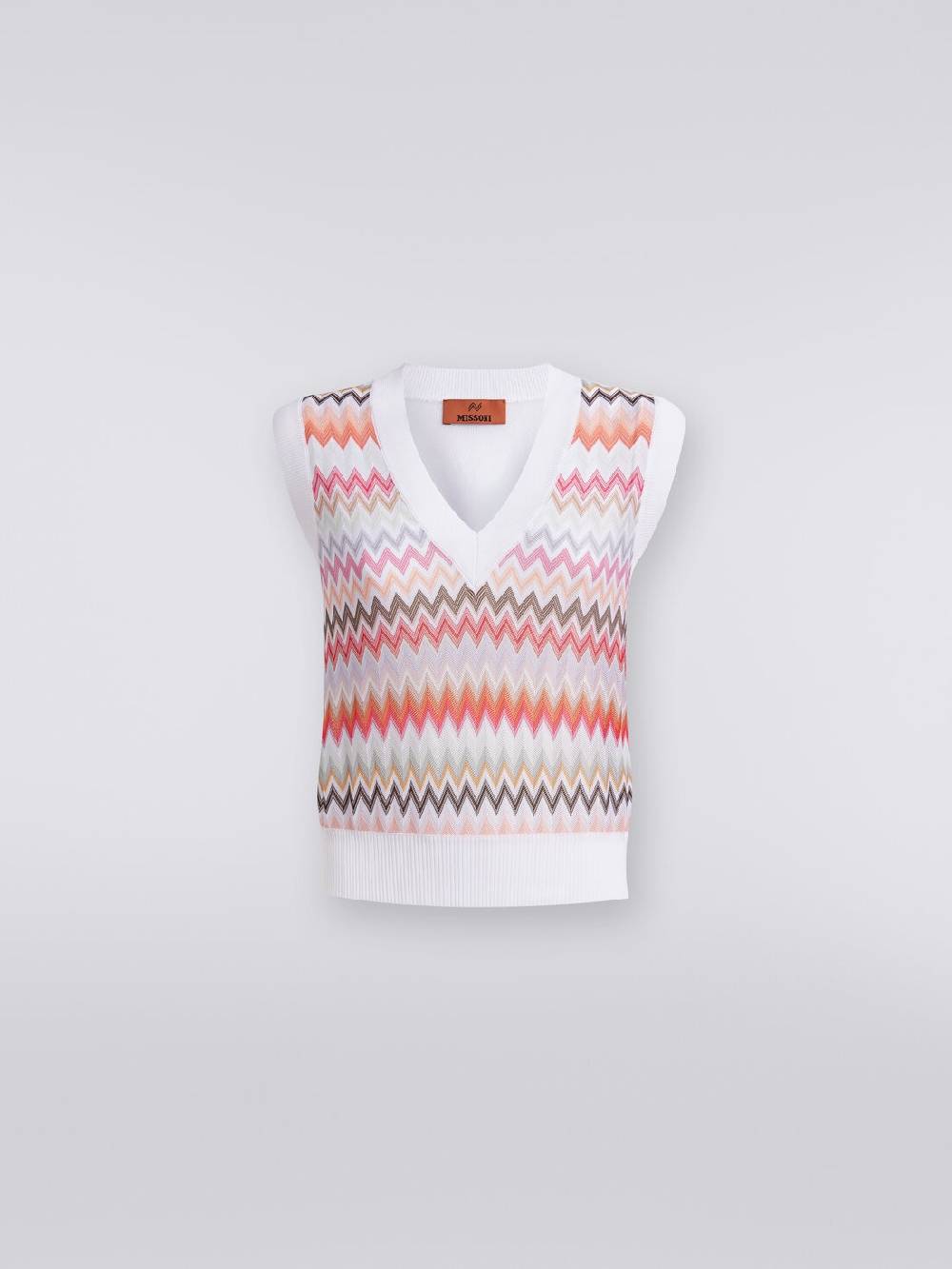 M Missoni Gilet in maglia di viscosa zig zag con profili a contrasto Shopping Online