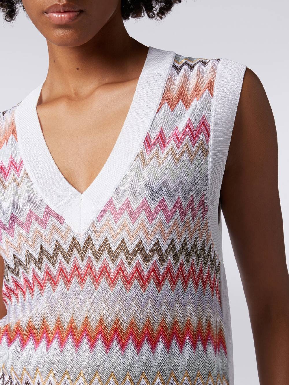 M Missoni Gilet in maglia di viscosa zig zag con profili a contrasto Shopping Online