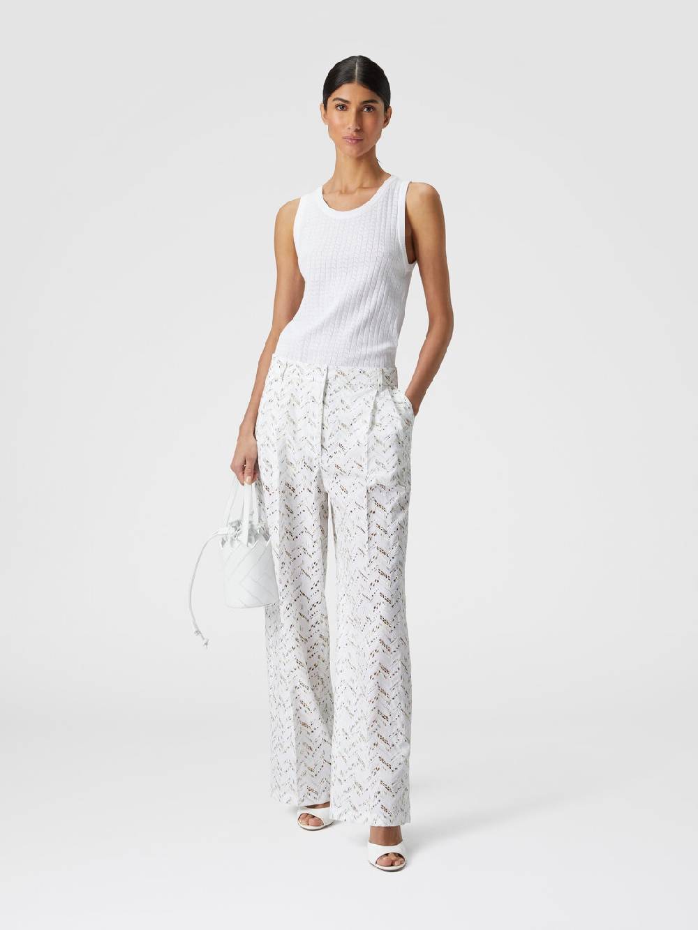 M Missoni Pantaloni in popeline di cotone con pizzo sangallo Sottocosto