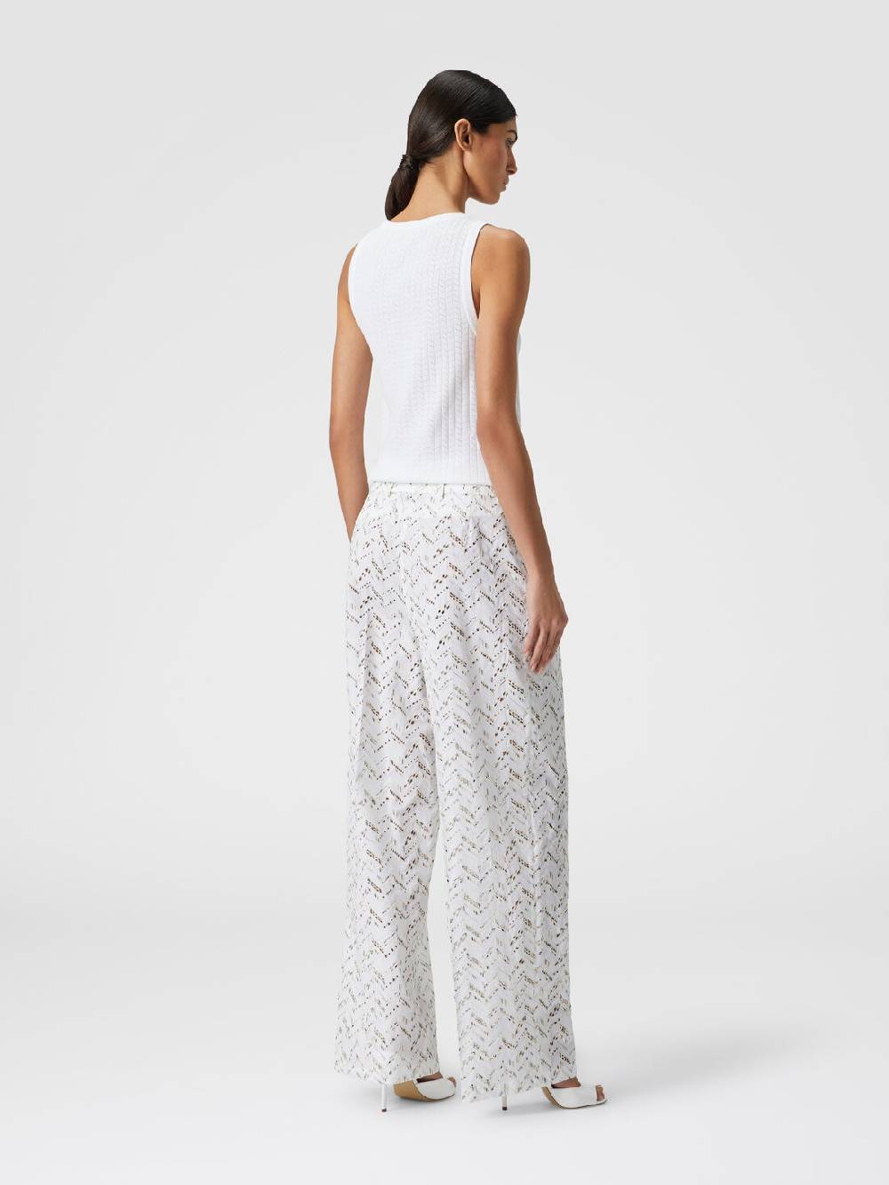 M Missoni Pantaloni in popeline di cotone con pizzo sangallo Sottocosto