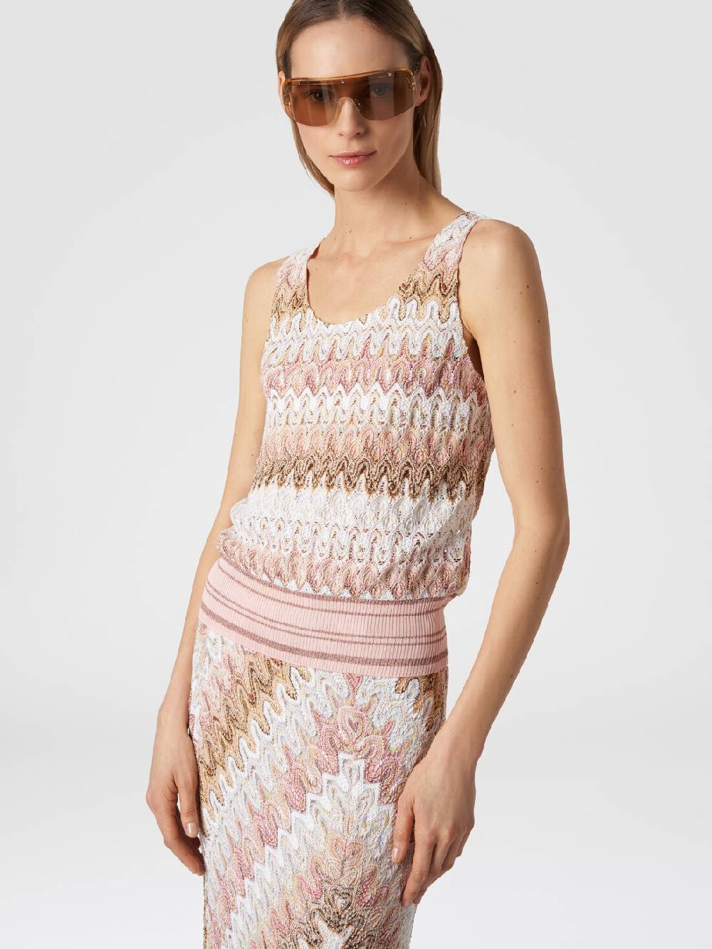 M Missoni Canottiera in misto viscosa lamé con motivo a onde Convenienza