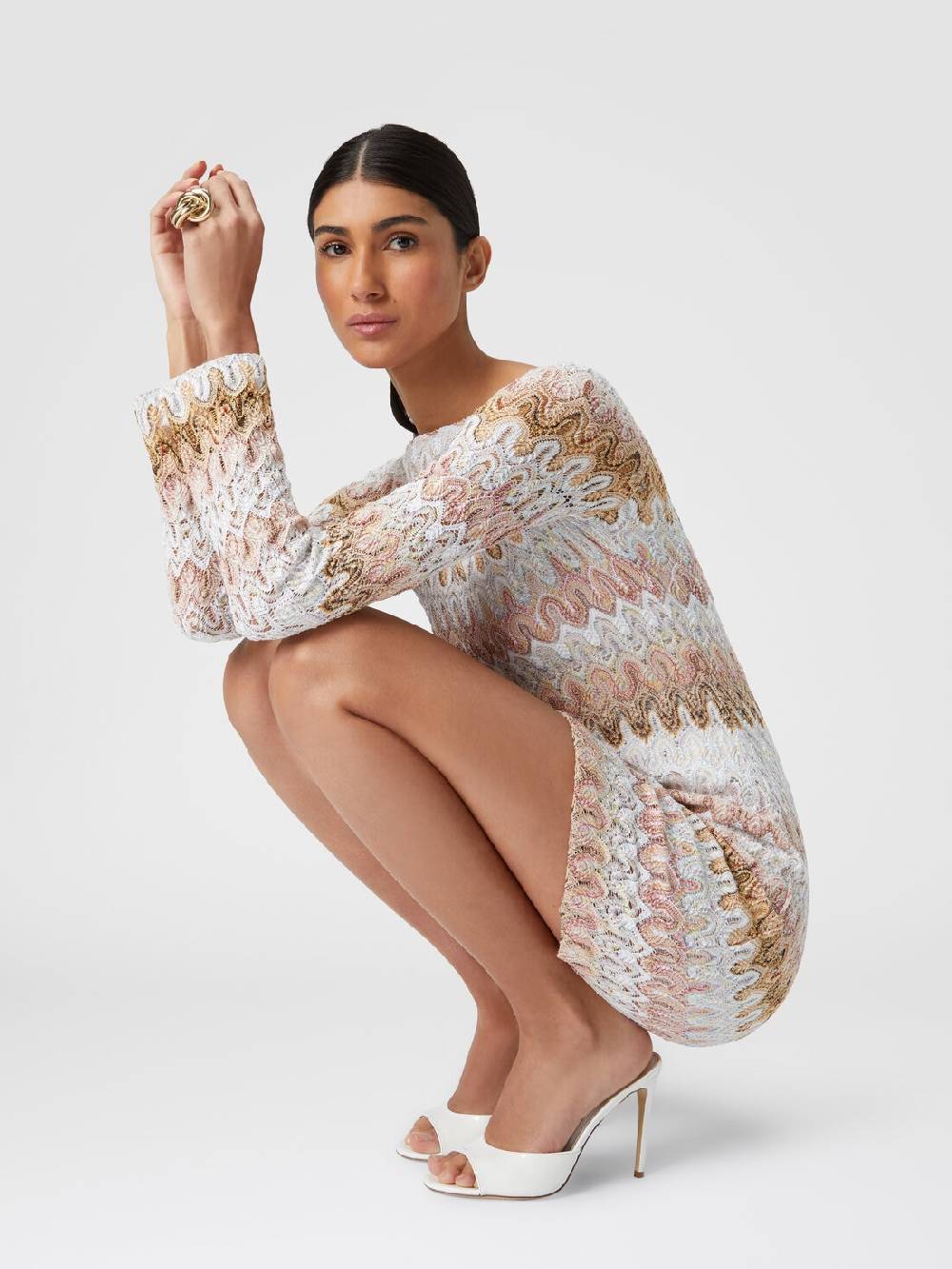 M Missoni Mini-abito a maniche lunghe in misto viscosa motivo a onde Novità