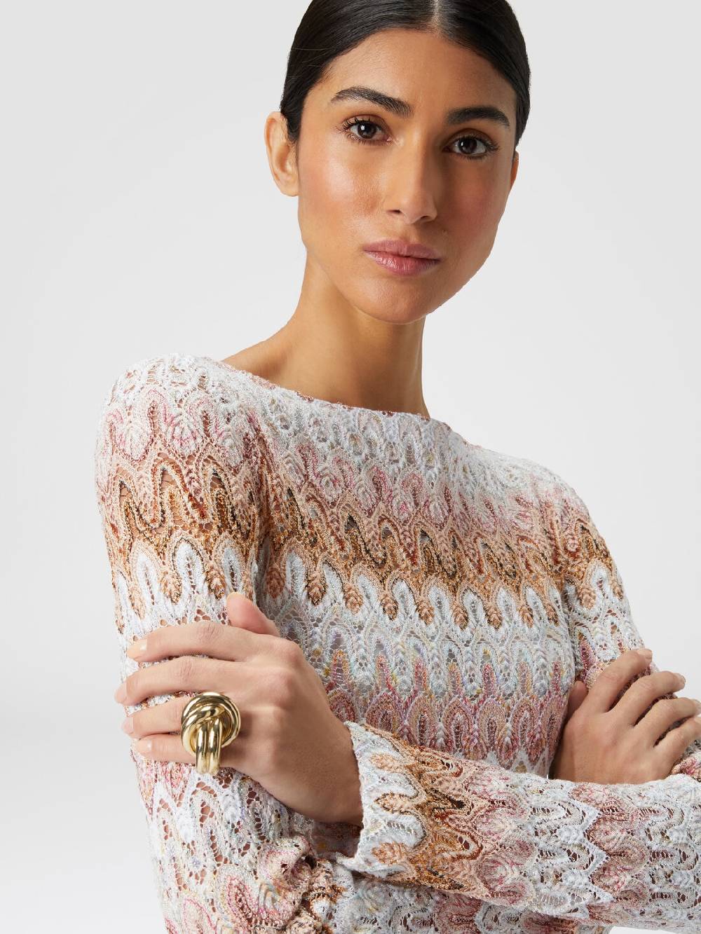 M Missoni Mini-abito a maniche lunghe in misto viscosa motivo a onde Novità