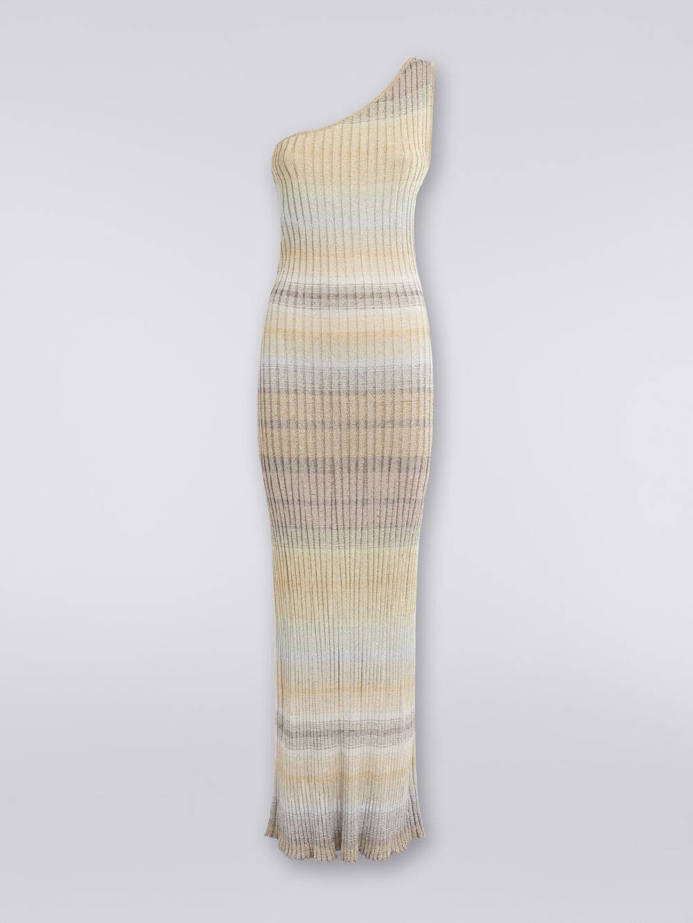 M Missoni Abito lungo monospalla a costine con lurex Presa