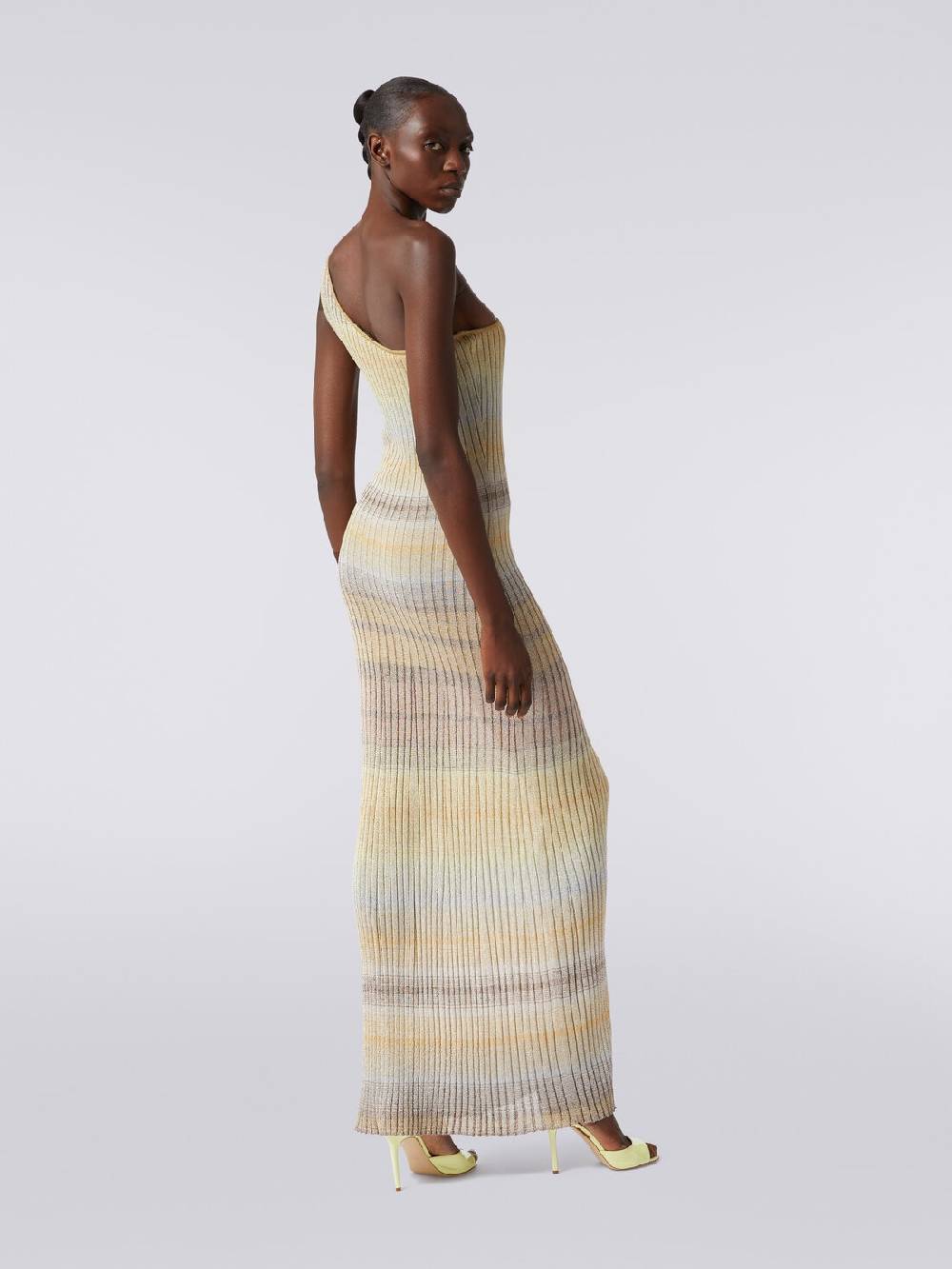 M Missoni Abito lungo monospalla a costine con lurex Presa