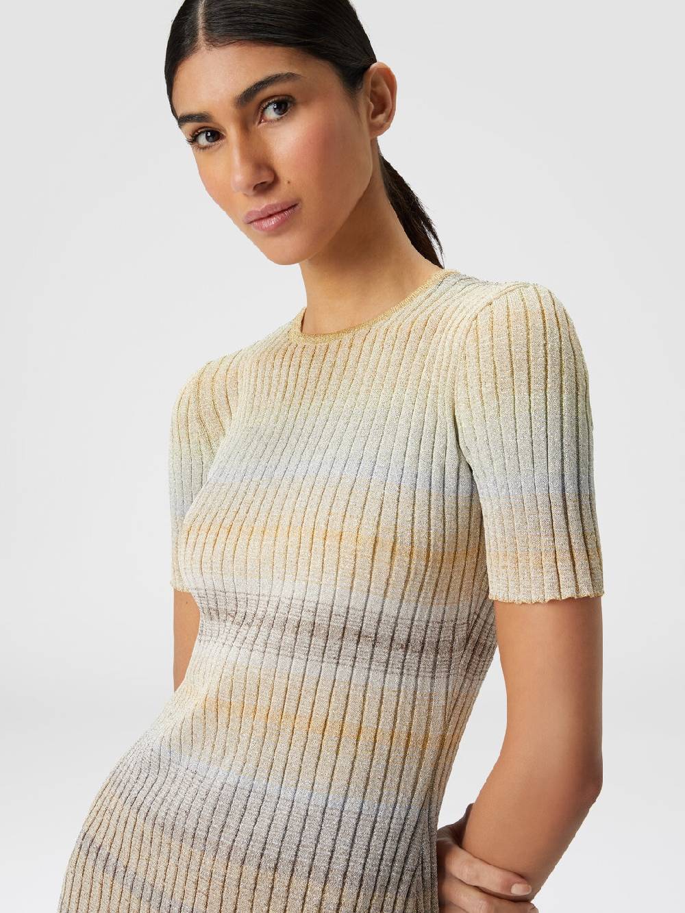 M Missoni Mini-abito girocollo a costine con lurex Sconto