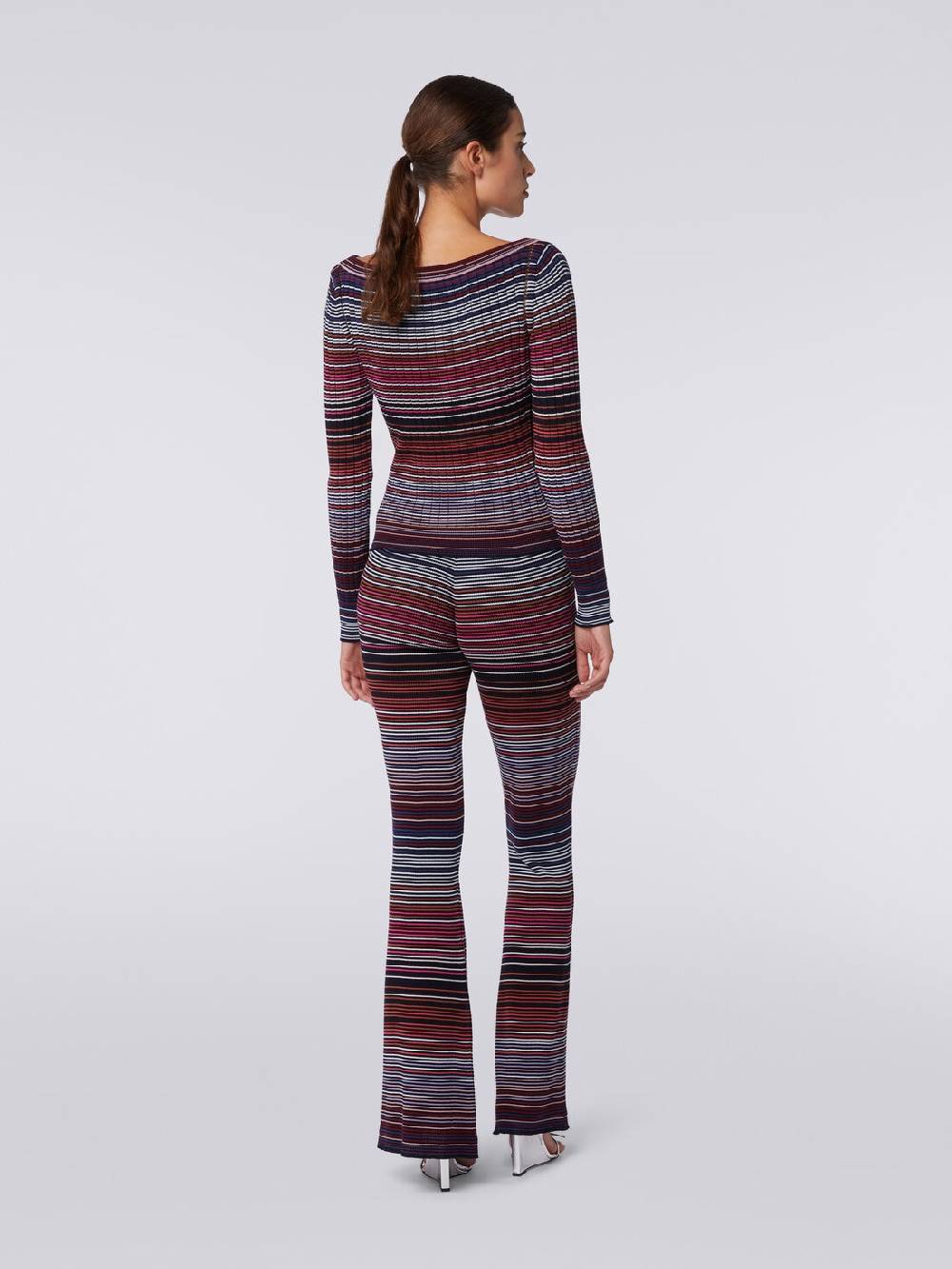 M Missoni Pantaloni flare in maglia di cotone e viscosa a righe Offerta