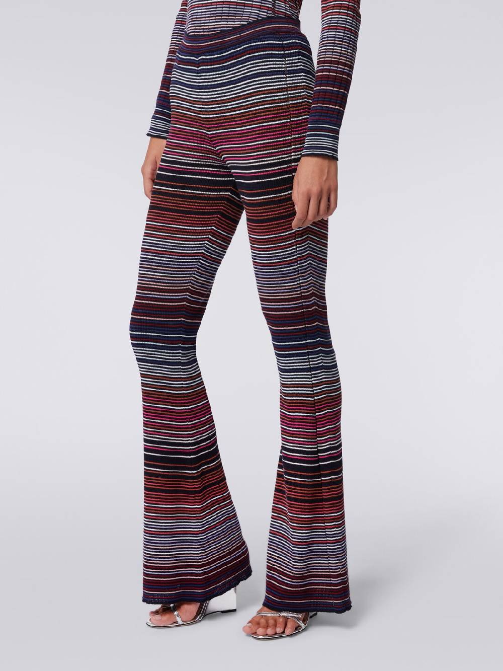 M Missoni Pantaloni flare in maglia di cotone e viscosa a righe Offerta