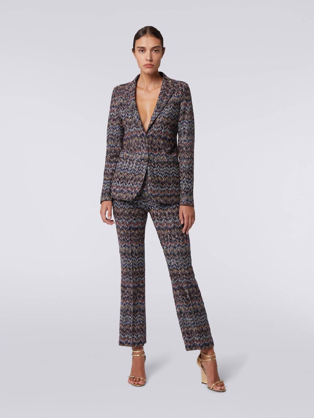 M Missoni Pantaloni cropped in misto viscosa lamé zig zag In Vendita
