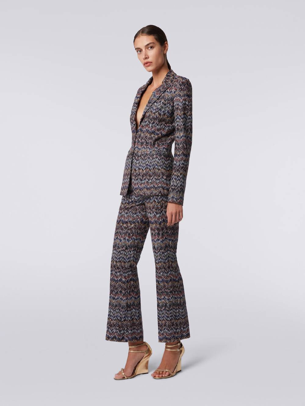 M Missoni Pantaloni cropped in misto viscosa lamé zig zag In Vendita