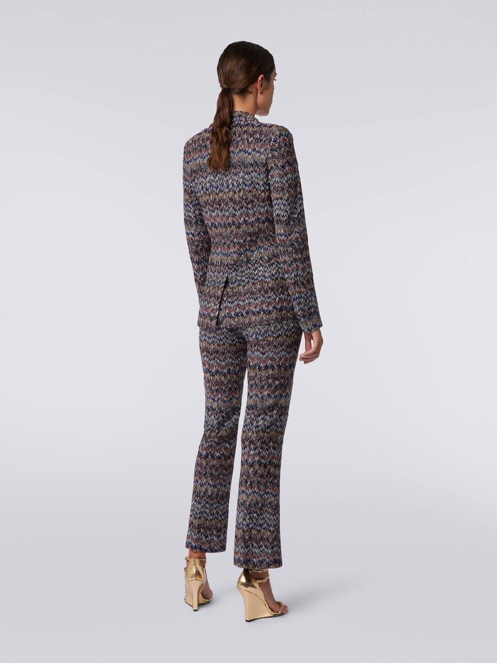 M Missoni Pantaloni cropped in misto viscosa lamé zig zag In Vendita