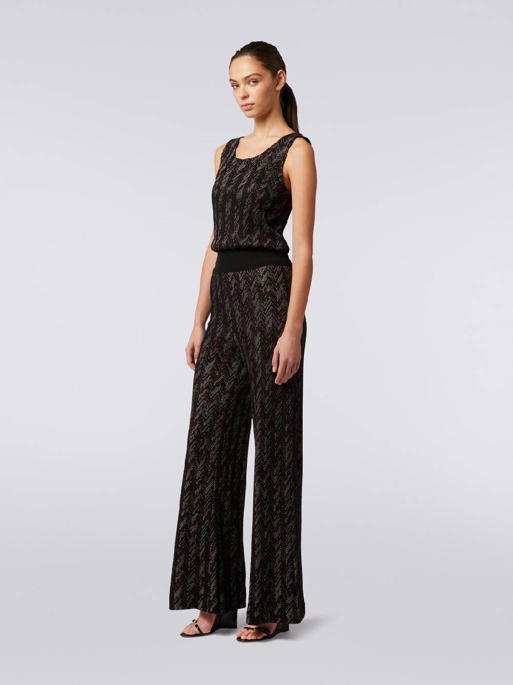 M Missoni Pantaloni a palazzo in lana e viscosa zig zag Vendita Economica