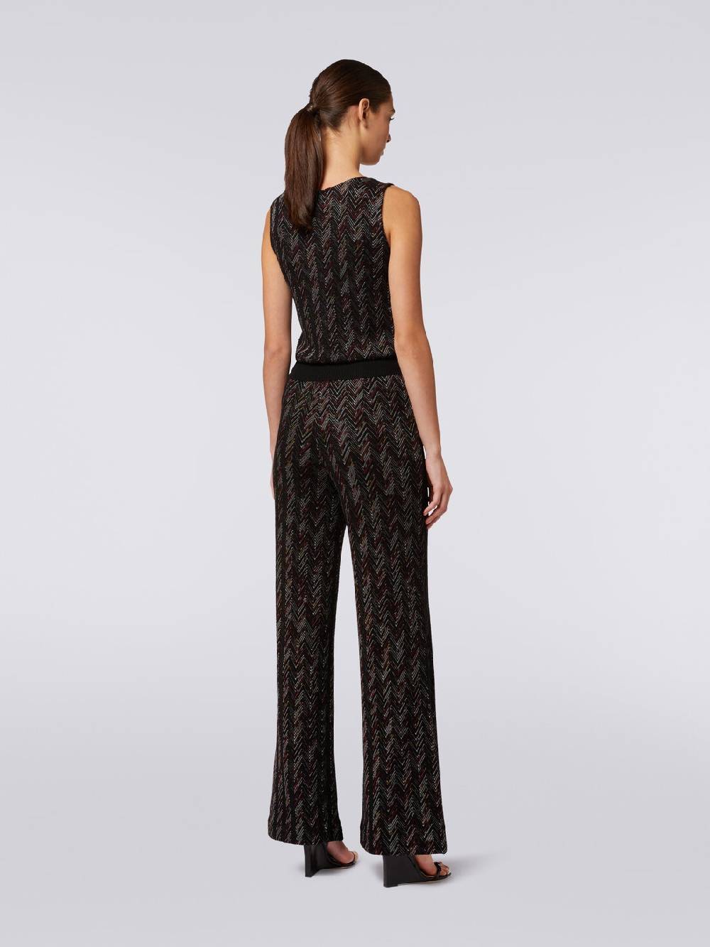 M Missoni Pantaloni a palazzo in lana e viscosa zig zag Vendita Economica