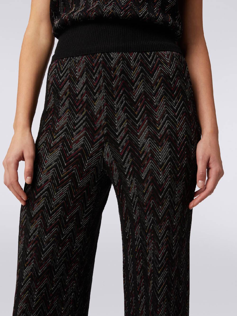 M Missoni Pantaloni a palazzo in lana e viscosa zig zag Vendita Economica