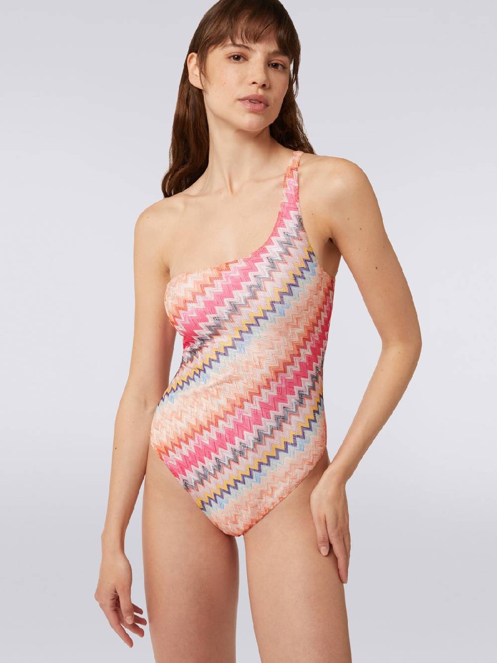 M Missoni Costume intero monospalla in viscosa chevron I Più Venduti