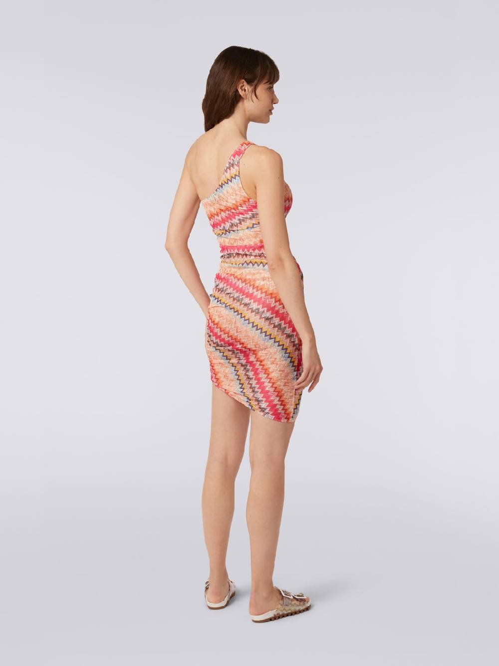 M Missoni Copricostume corto monospalla in tulle chevron Nuova