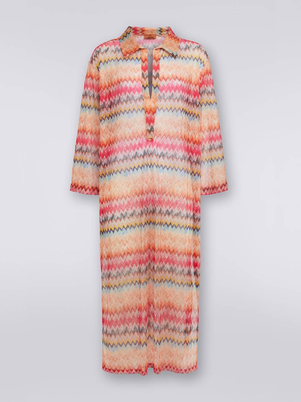 M Missoni Copricostume lungo con maniche lunghe in tulle di viscosa chevron Moda