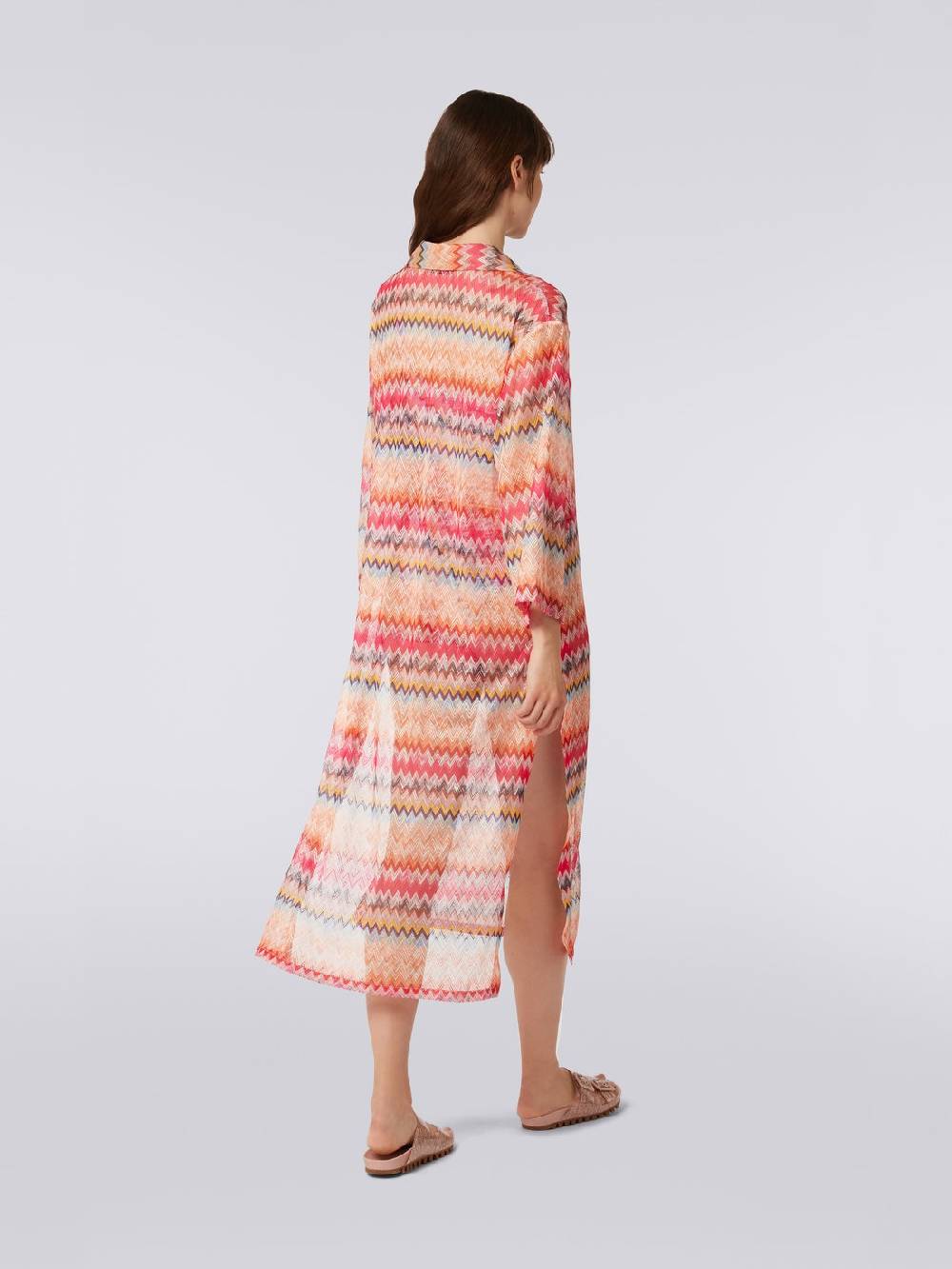 M Missoni Copricostume lungo con maniche lunghe in tulle di viscosa chevron Moda