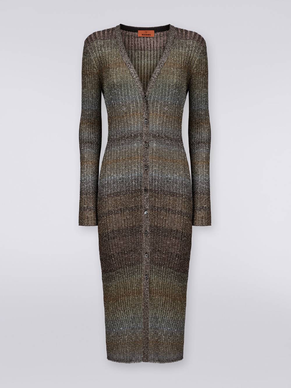 M Missoni Cardigan lungo in viscosa a costine con lurex Negozio online di fabbrica