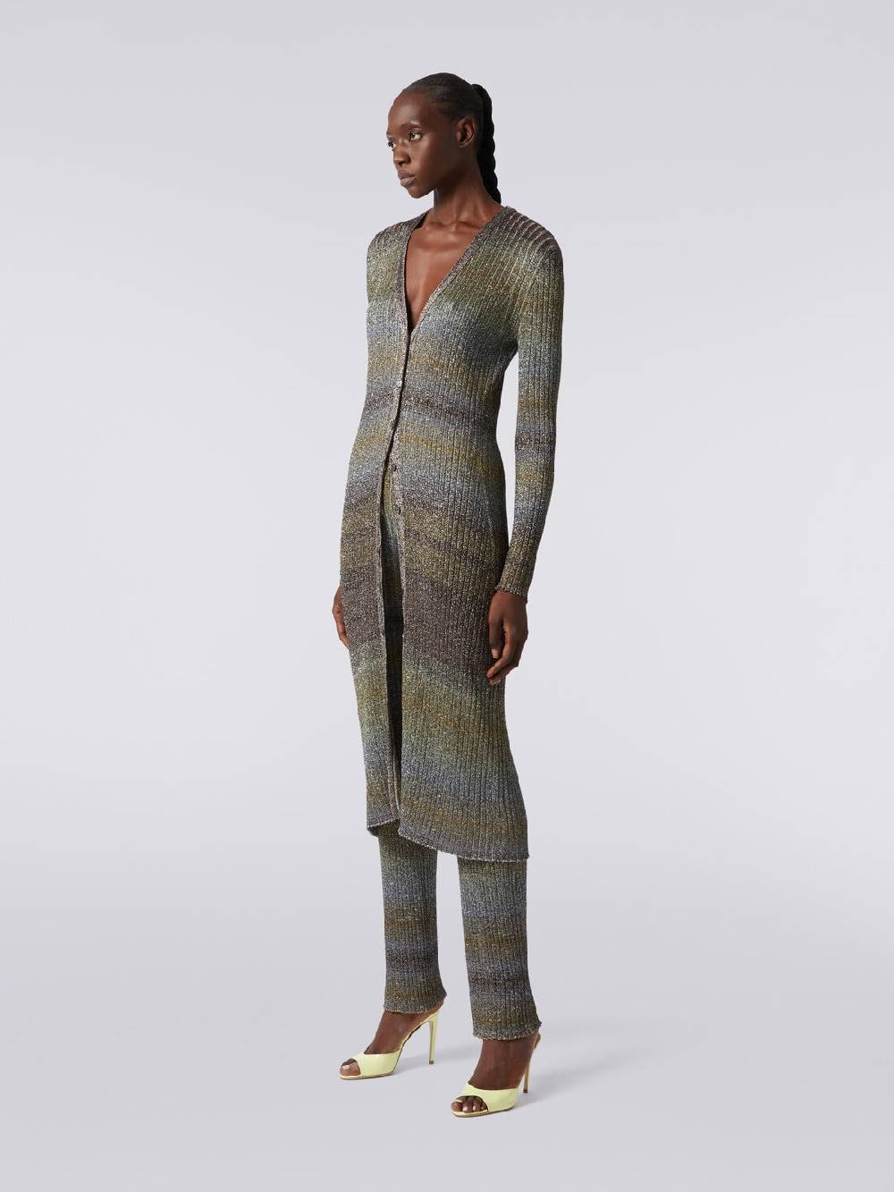 M Missoni Cardigan lungo in viscosa a costine con lurex Negozio online di fabbrica