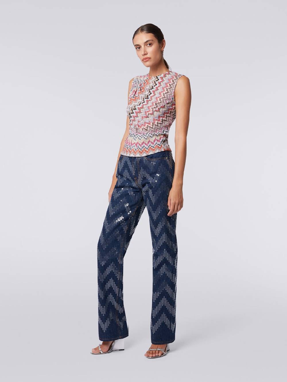 M Missoni Canottiera girocollo zig zag con arricciature Offerta speciale