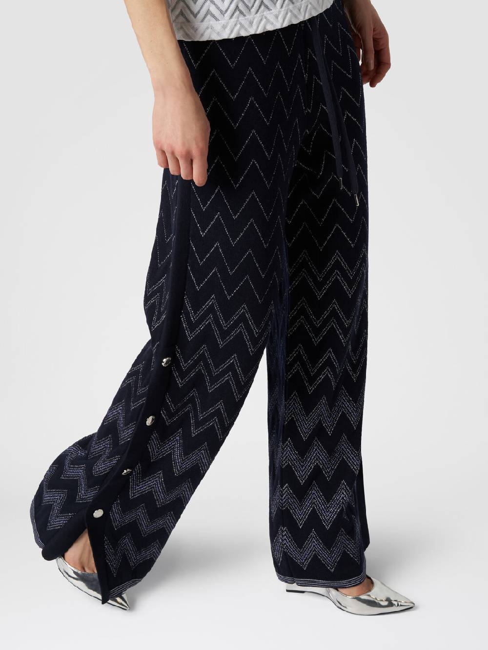M Missoni Joggers in lana e viscosa zig zag con lurex Vendite stagionali