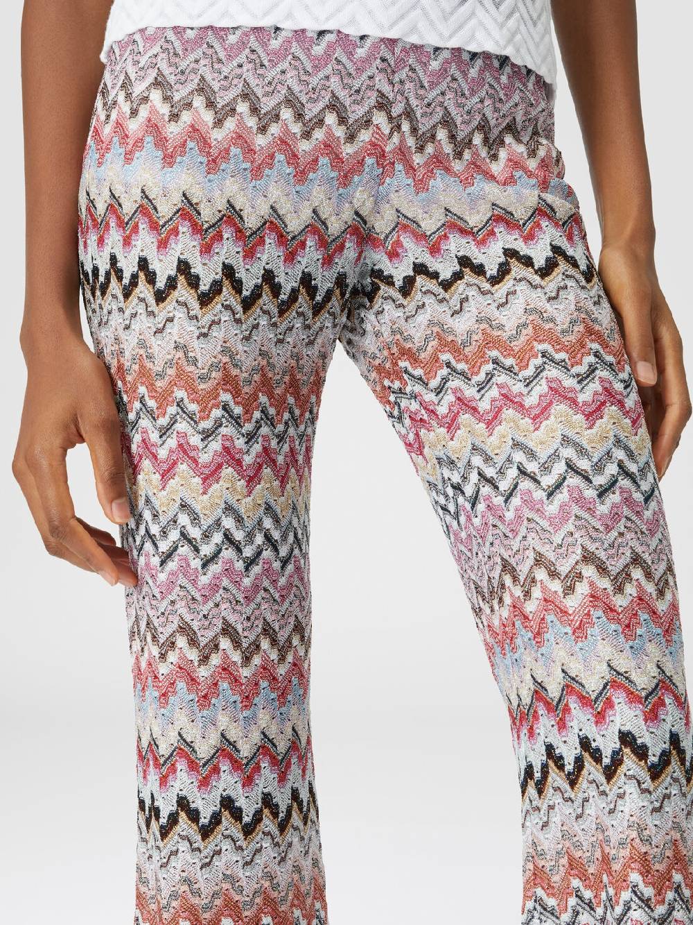 M Missoni Pantaloni flare in misto viscosa lamé zig zag Offerta Giorno del Papà