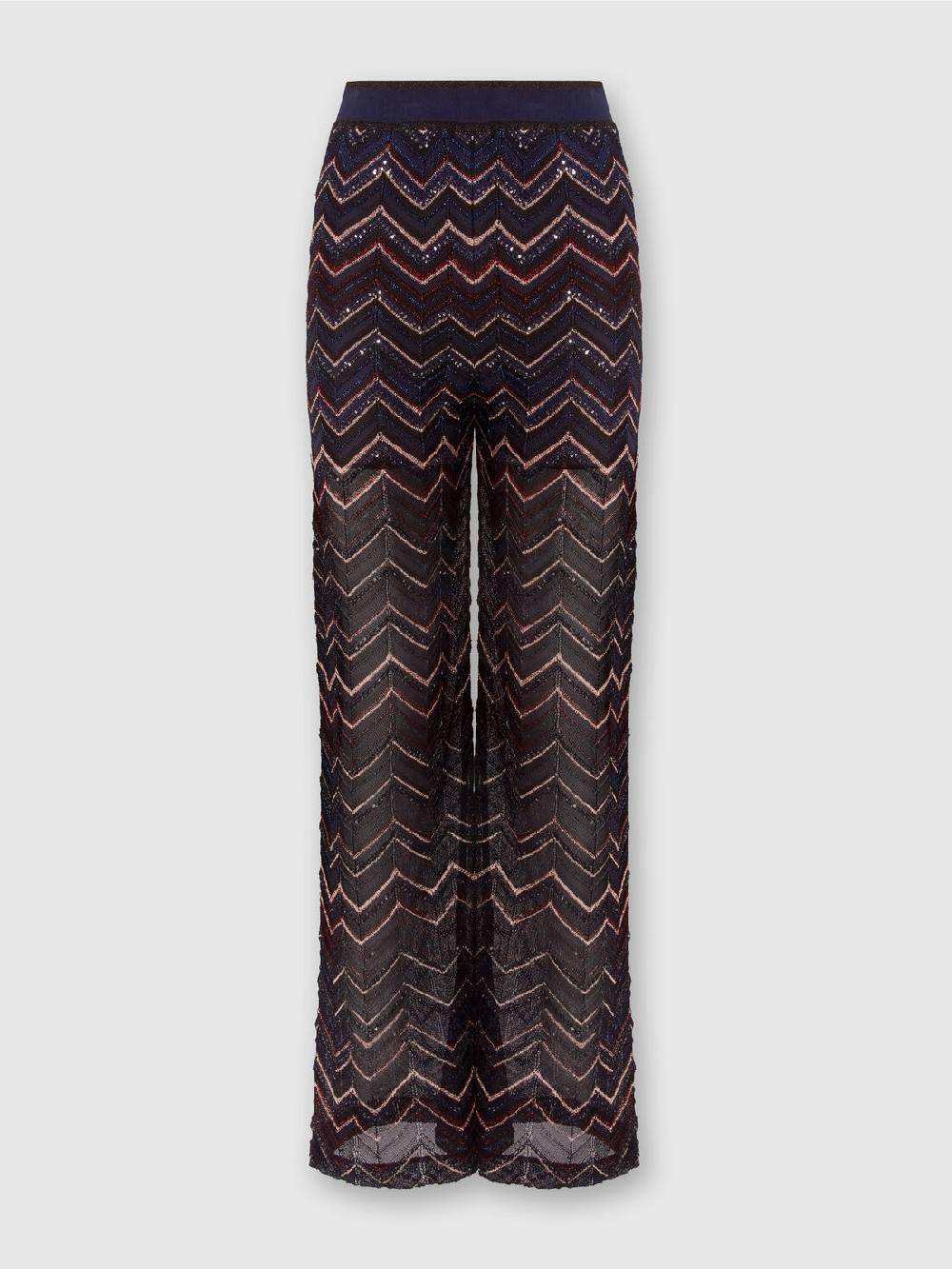 M Missoni Pantaloni in maglia zig zag con lurex e paillettes Lightning offer