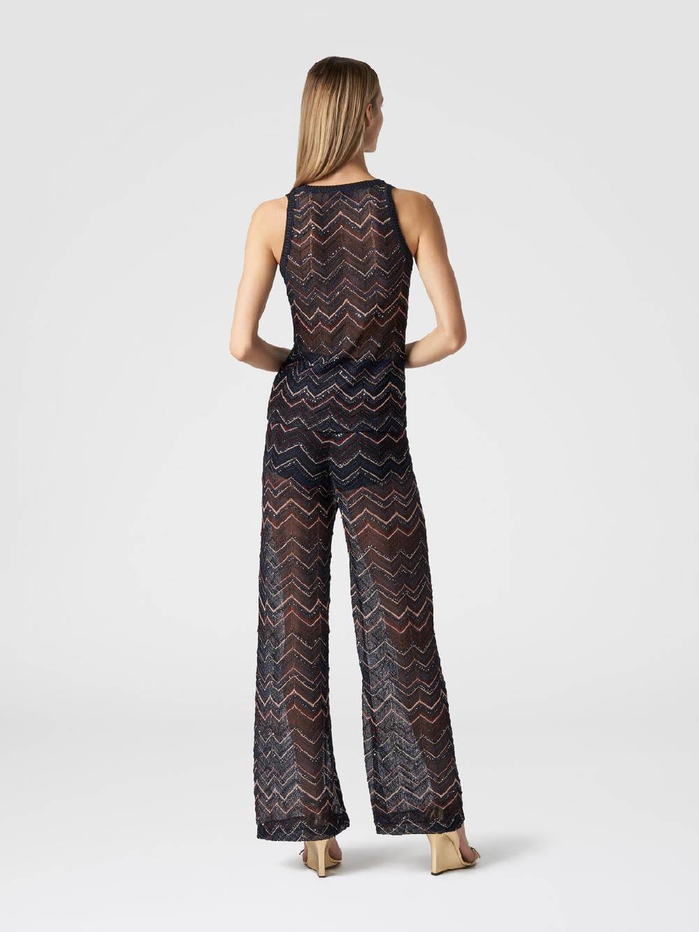 M Missoni Pantaloni in maglia zig zag con lurex e paillettes Lightning offer