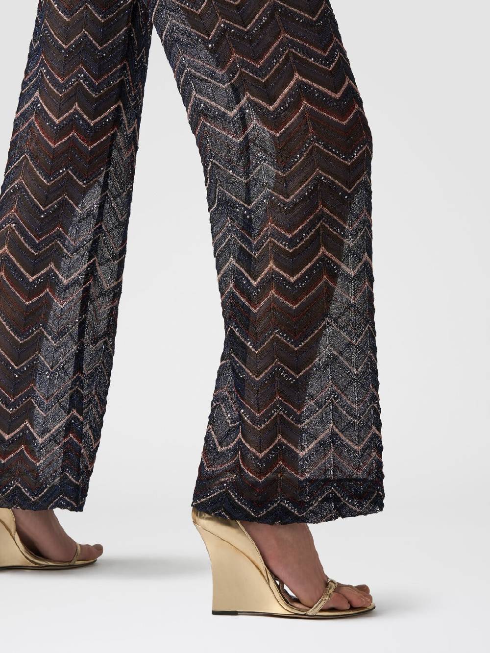 M Missoni Pantaloni in maglia zig zag con lurex e paillettes Lightning offer