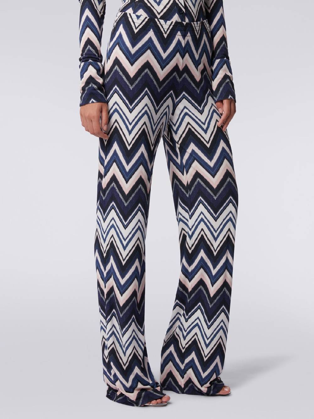 M Missoni Pantaloni in viscosa con stampa zig zag Grandi sconti