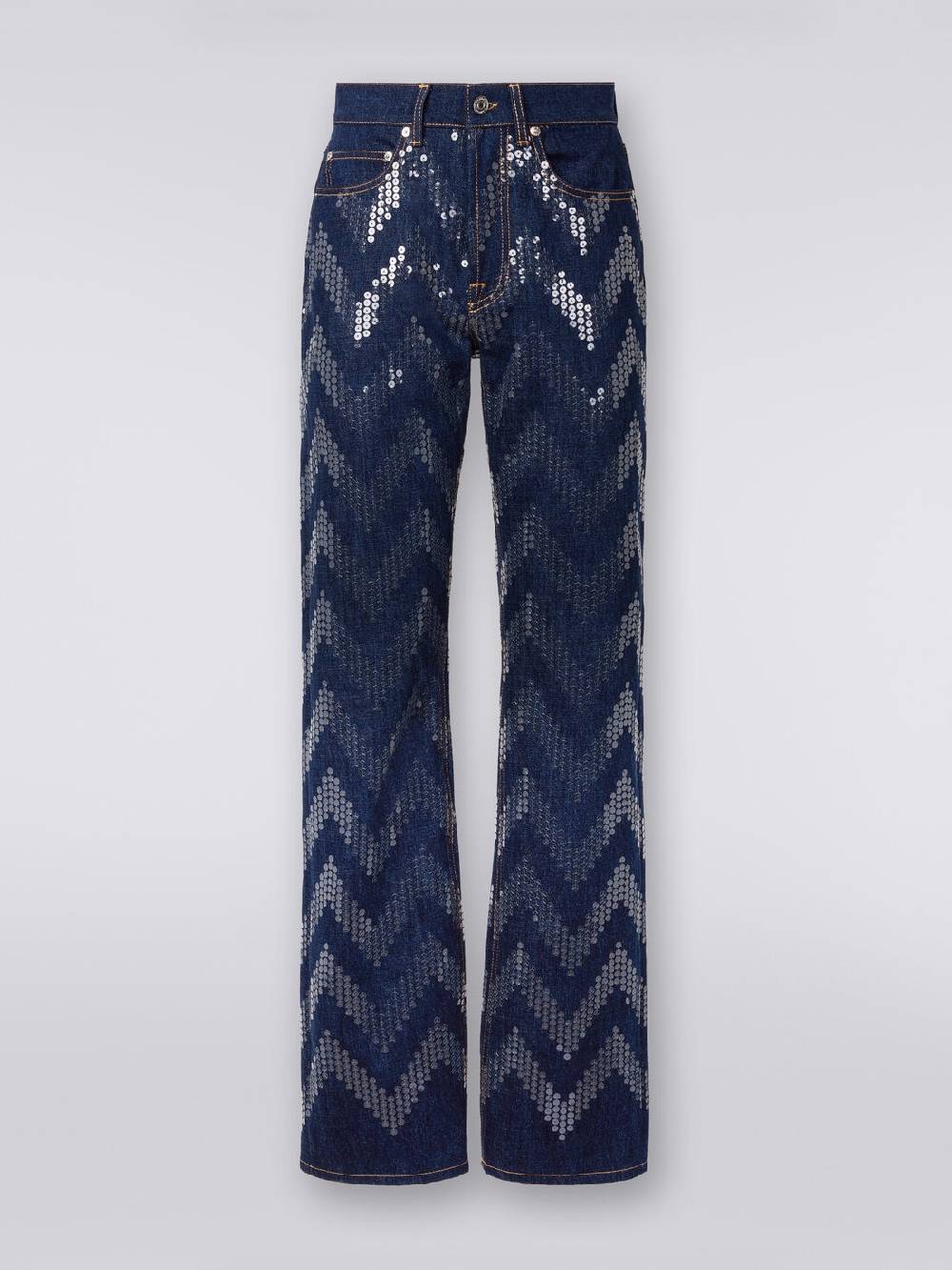 M Missoni Cinque tasche in denim con paillettes zig zag Offerte stagionali