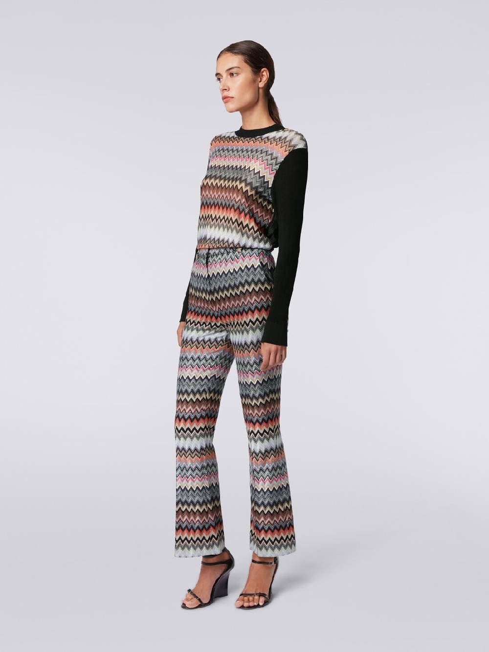 M Missoni Pantaloni cropped in cotone e viscosa zig zag Liquidazione