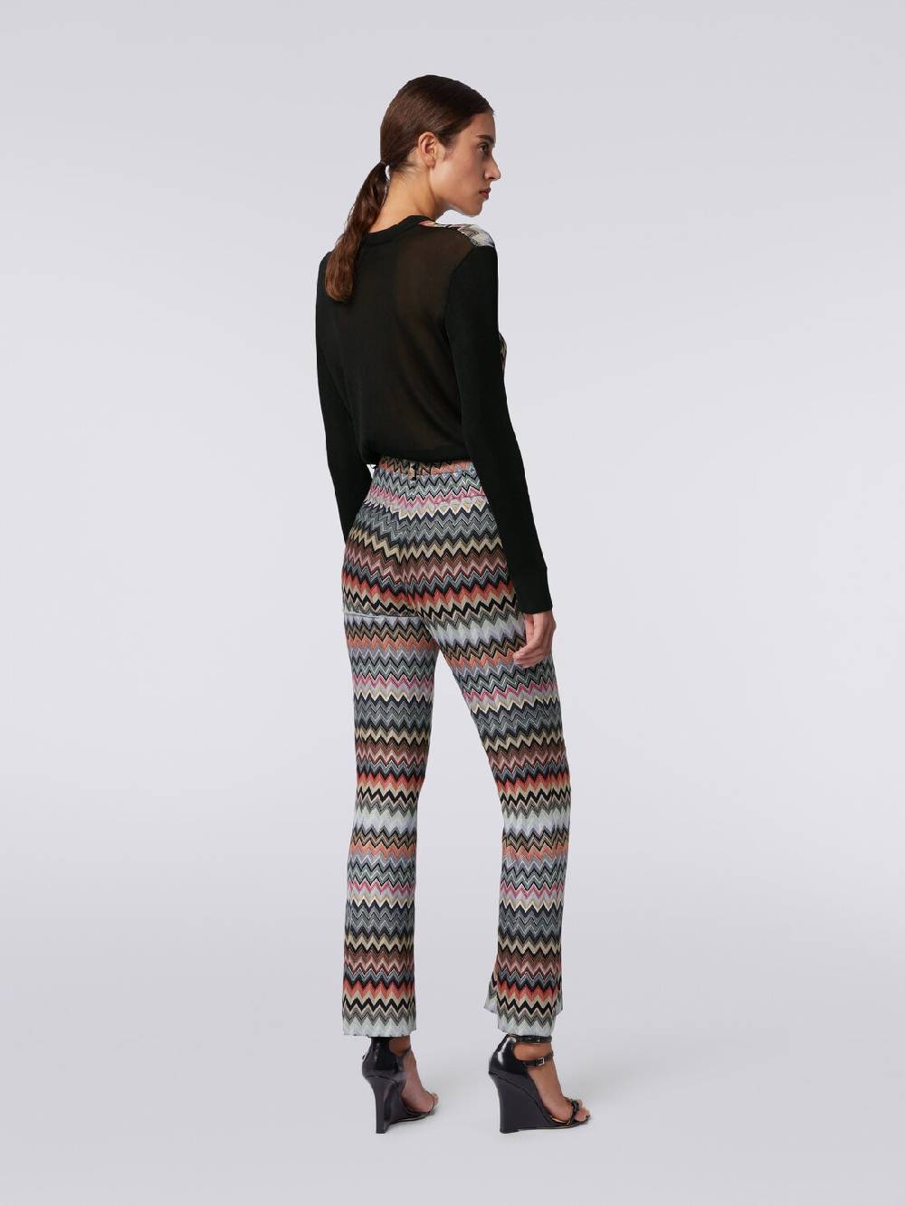 M Missoni Pantaloni cropped in cotone e viscosa zig zag Liquidazione