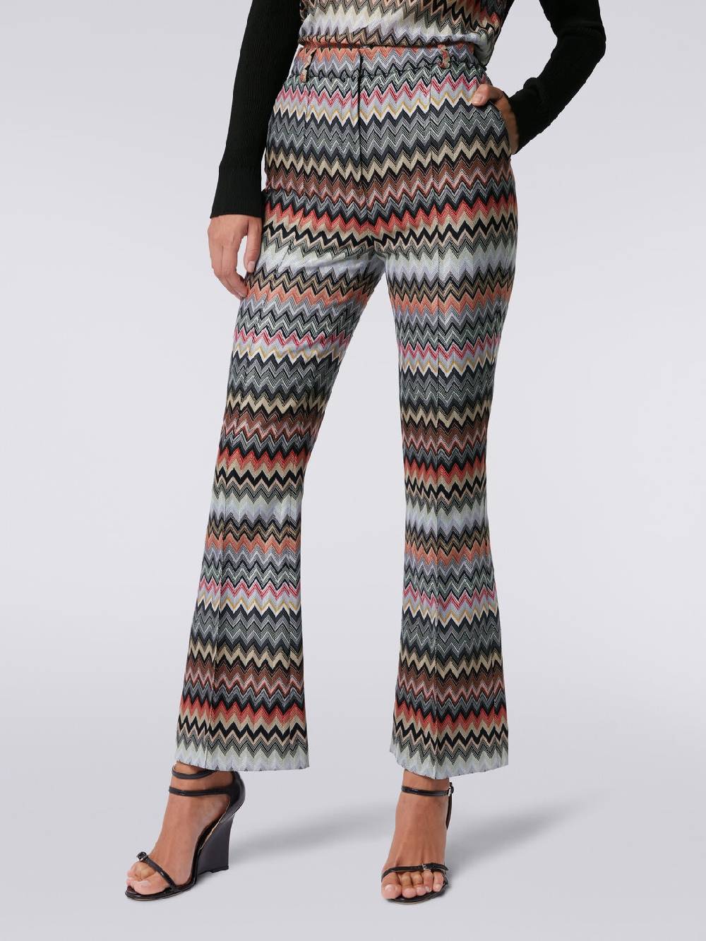 M Missoni Pantaloni cropped in cotone e viscosa zig zag Liquidazione