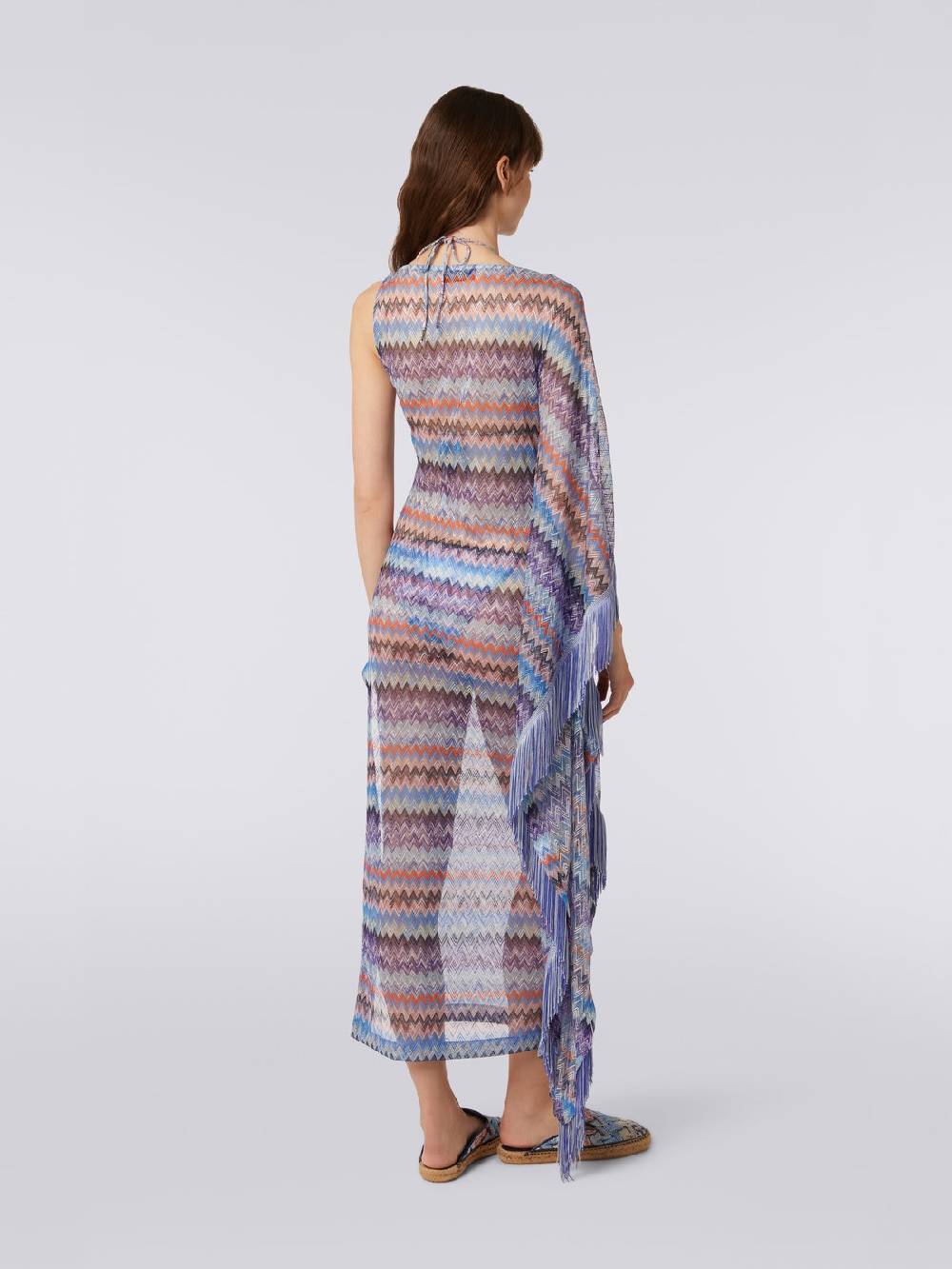 M Missoni Copricostume lungo in tulle di viscosa chevron con frange Enormi risparmi