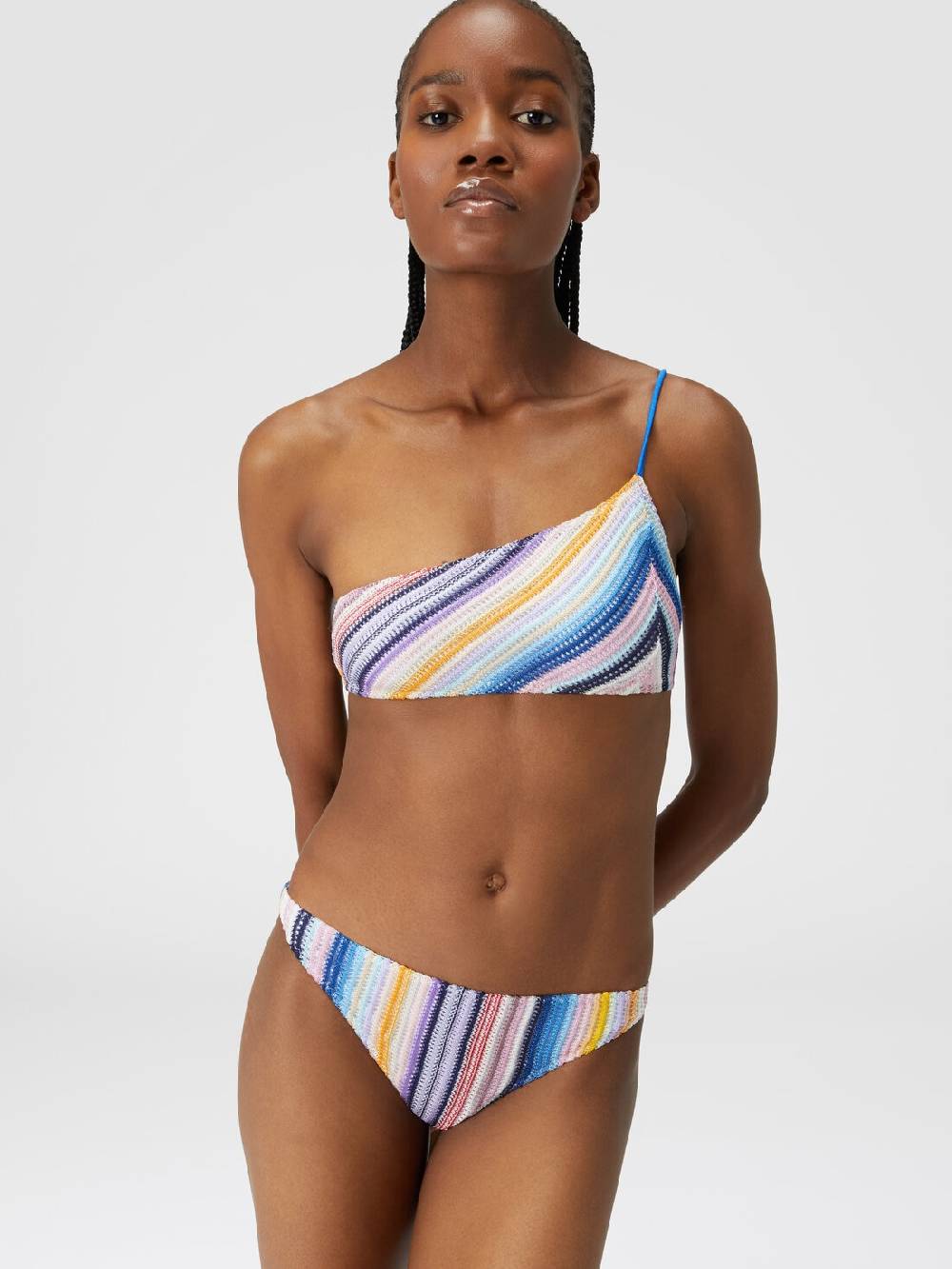M Missoni Bikini monospalla in crochet rigato Rilascio limitato