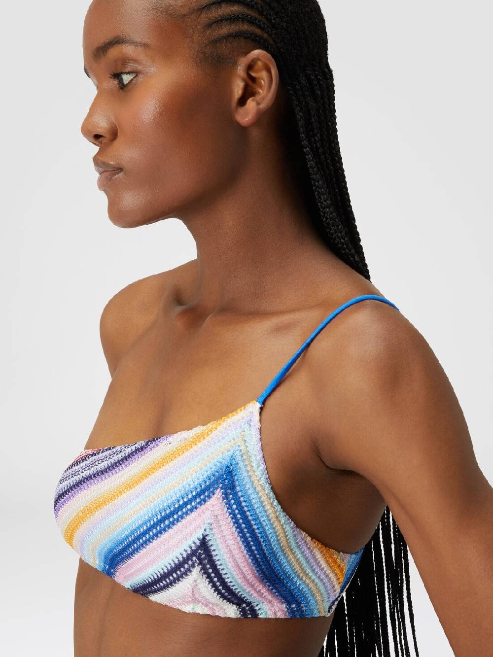 M Missoni Bikini monospalla in crochet rigato Rilascio limitato