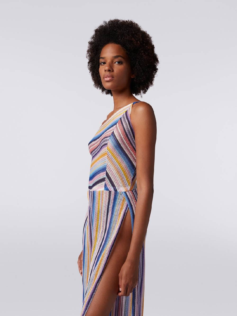 M Missoni Tuta pantalone monospalla in crochet rigato Ultimi tre giorni