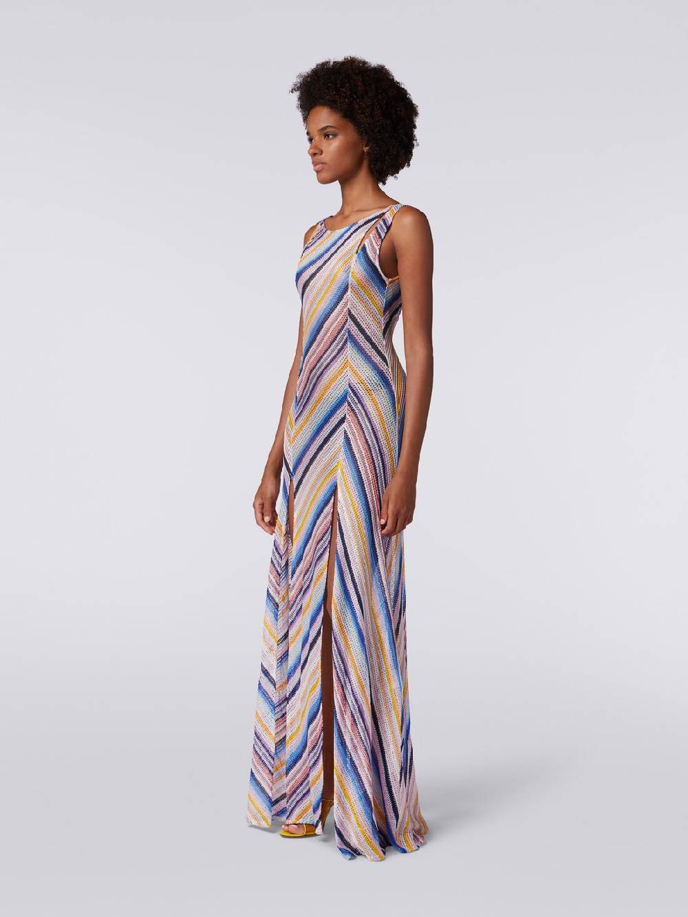M Missoni Abito copricostume lungo in crochet rigato con spacchi ACQUISTA ORA