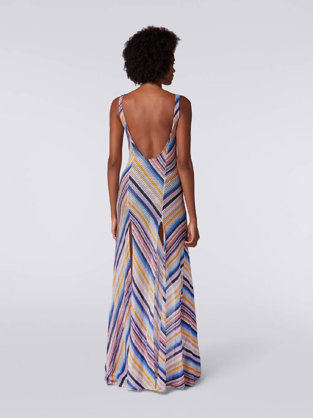 M Missoni Abito copricostume lungo in crochet rigato con spacchi ACQUISTA ORA