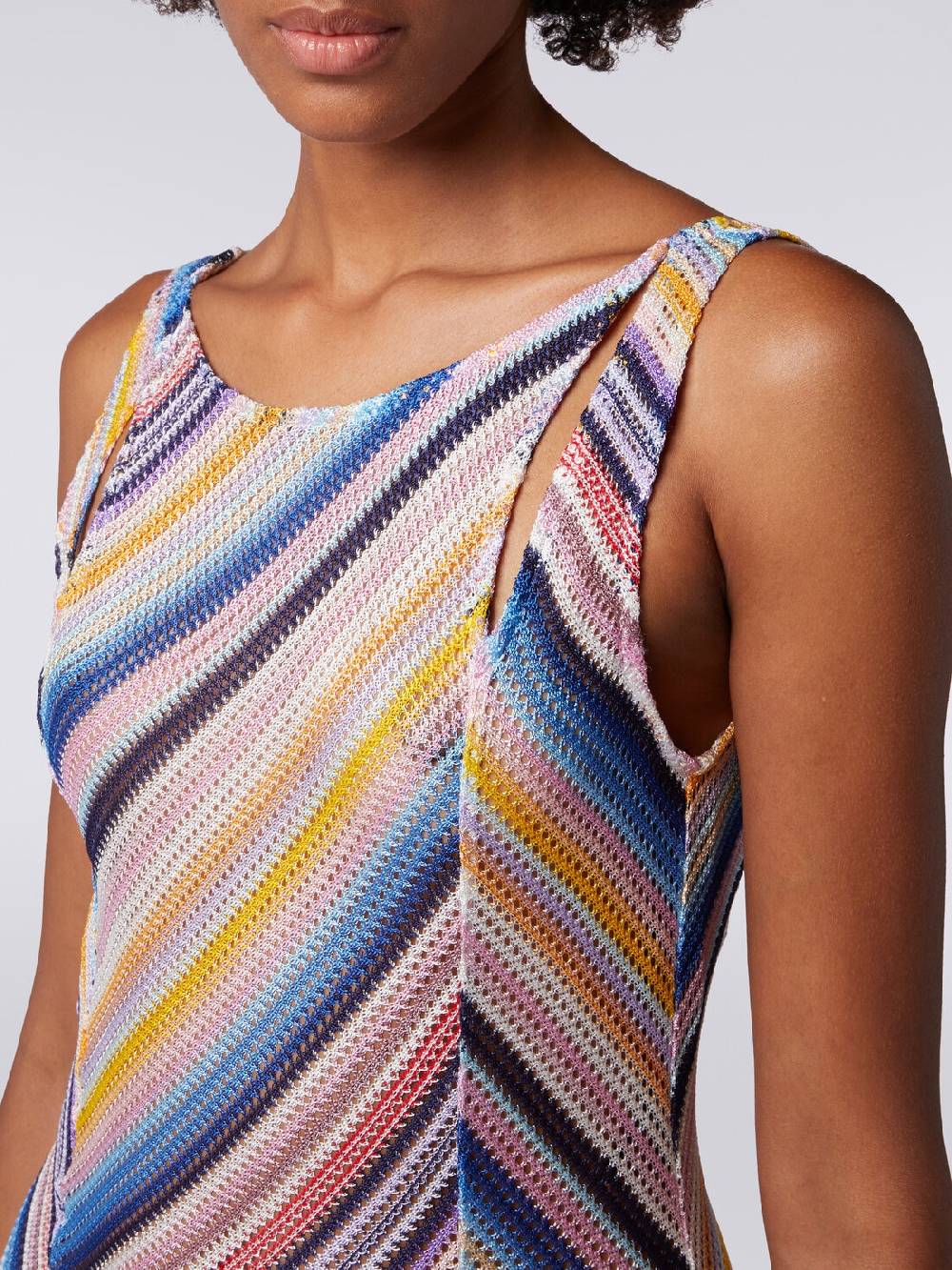 M Missoni Abito copricostume lungo in crochet rigato con spacchi ACQUISTA ORA