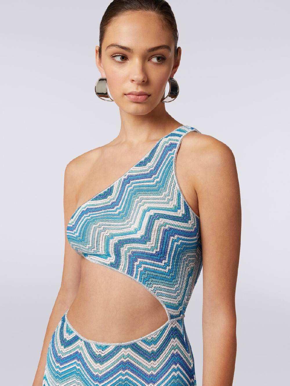 M Missoni Copricostume lungo in crochet chevron con taglio cut out e lurex Ultimi due giorni