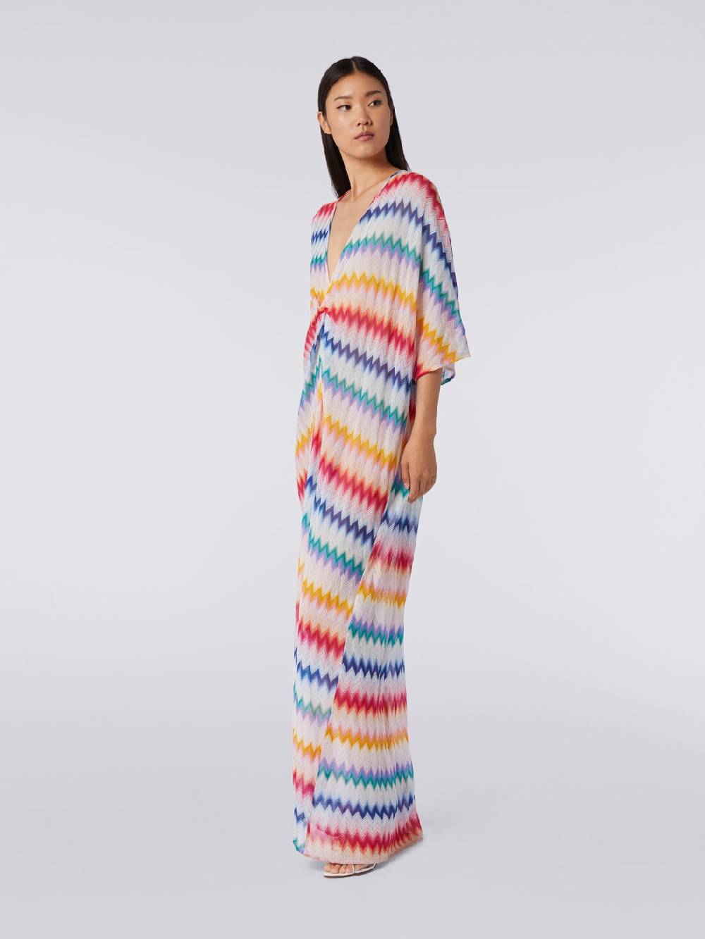 M Missoni Caftano copricostume lungo con dettaglio torchon e stampa zig zag Black Friday Prezzi
