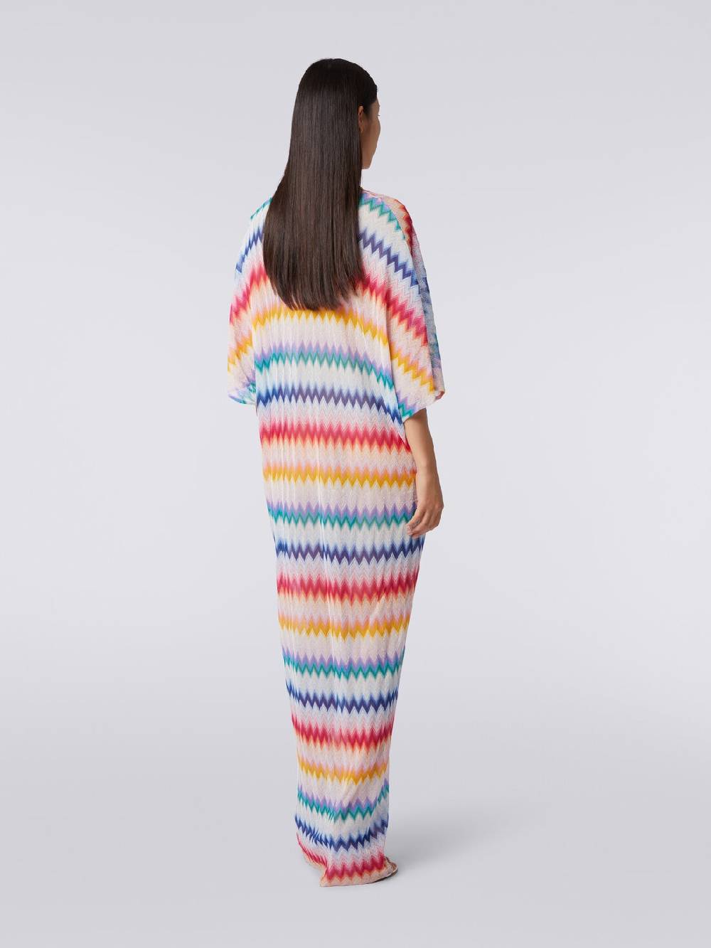 M Missoni Caftano copricostume lungo con dettaglio torchon e stampa zig zag Black Friday Prezzi
