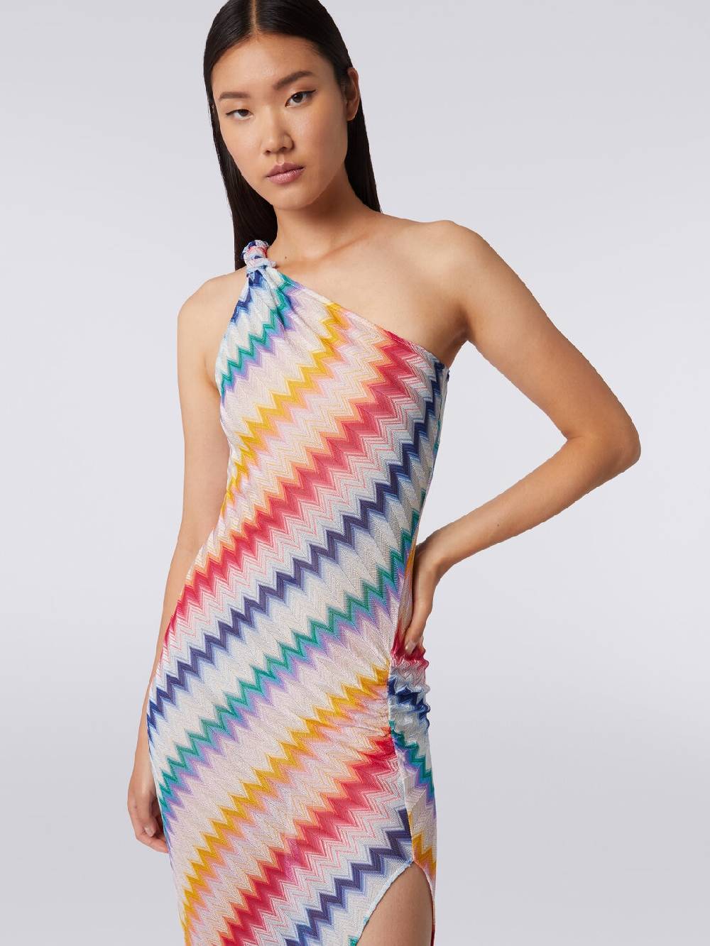 M Missoni Copricostume monospalla lungo con stampa zig zag Duty-free