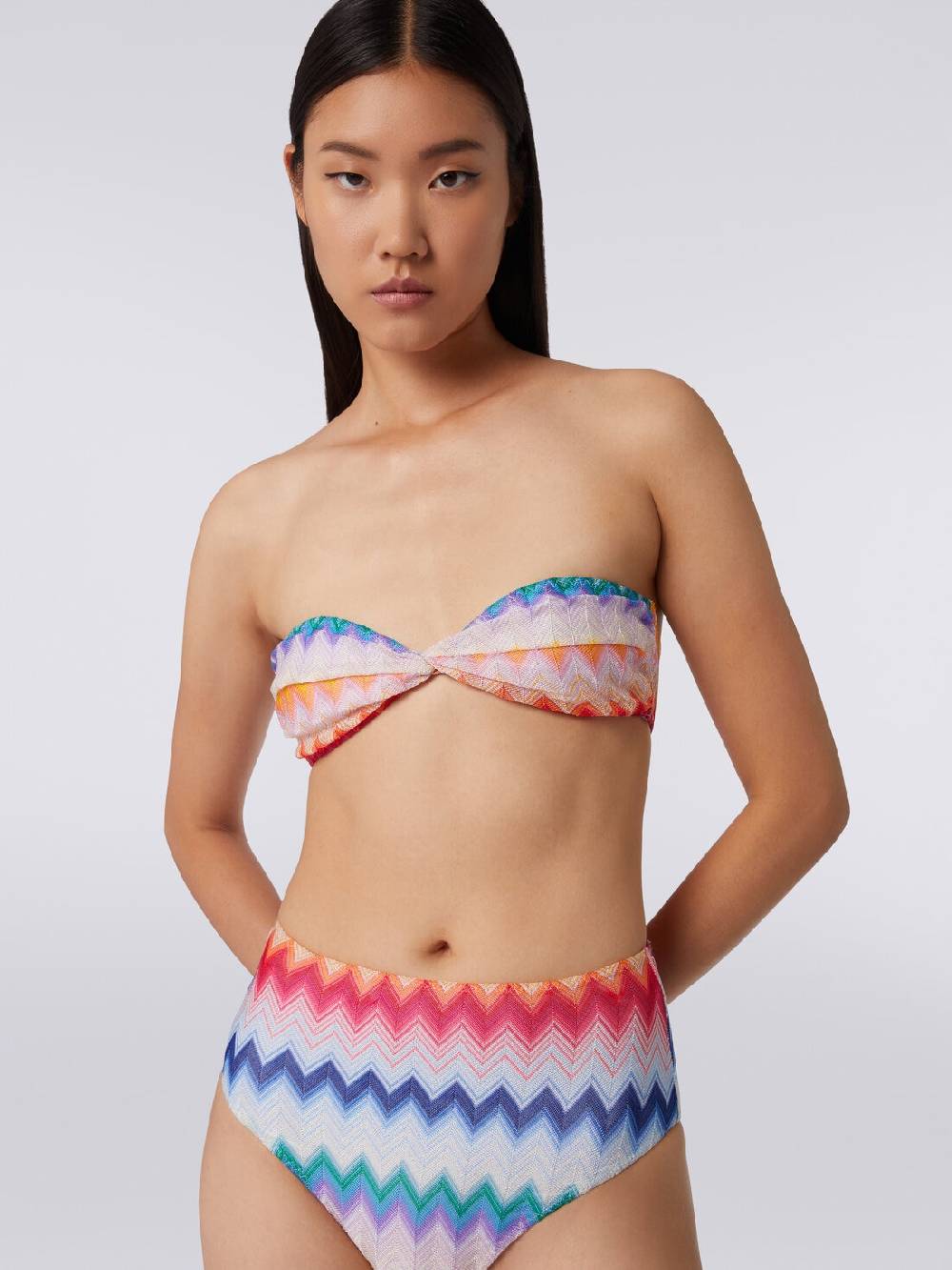 M Missoni Bikini con slip a vita alta in tessuto stampa zig zag 50% di sconto per tempo limitato