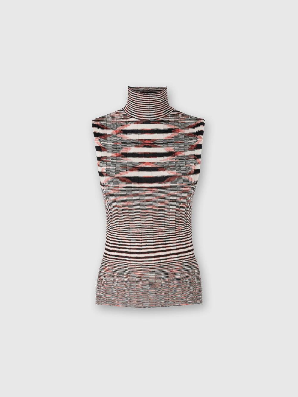 M Missoni Canottiera con collo alto in cashmere e seta a costine Promozione