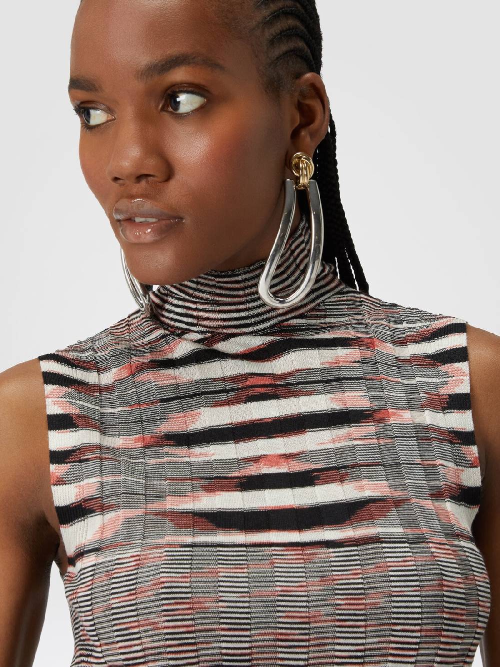 M Missoni Canottiera con collo alto in cashmere e seta a costine Promozione