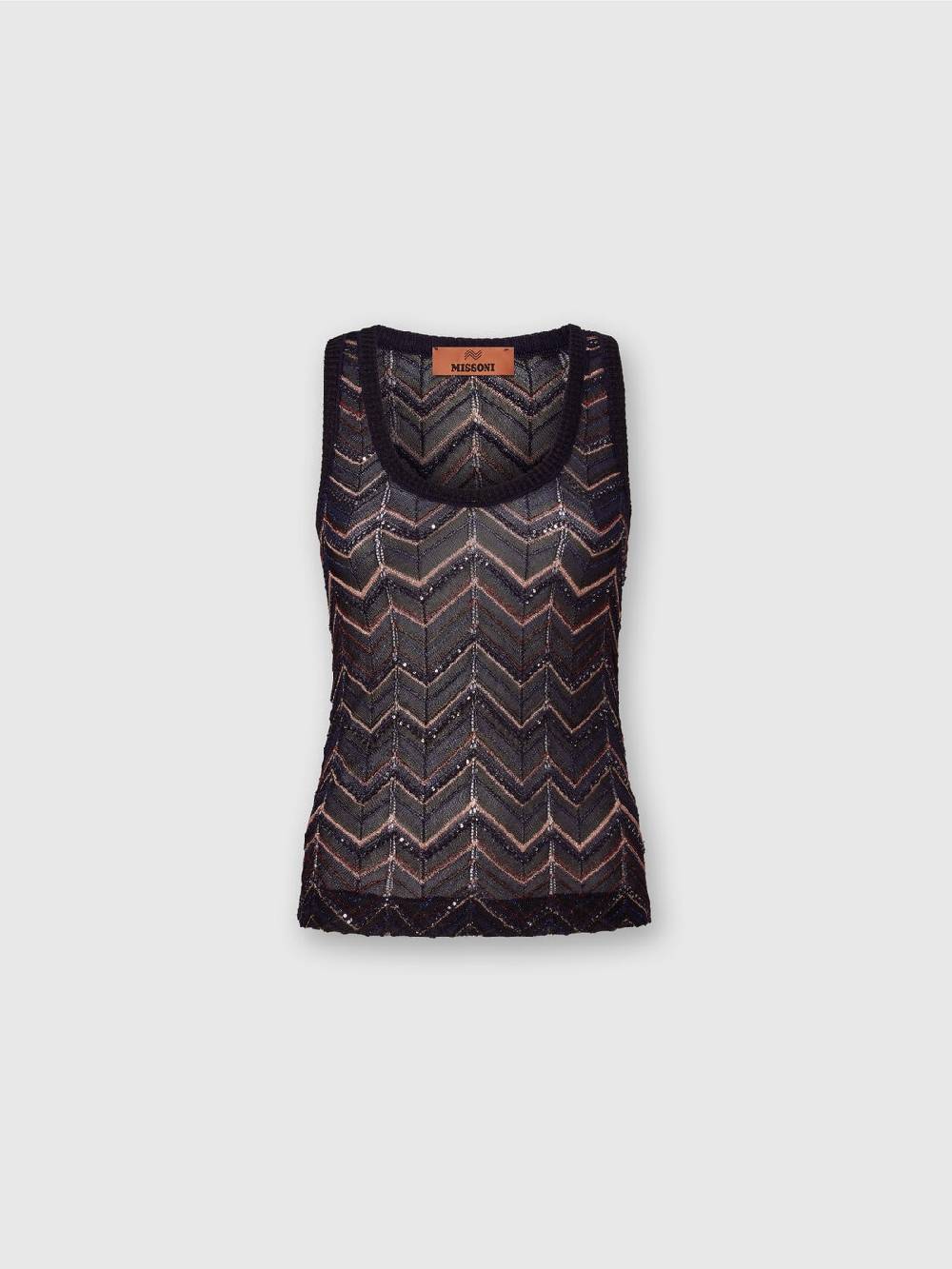M Missoni Canottiera in maglia zig zag con lurex e paillettes Acquista Ora
